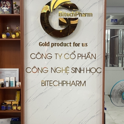 Logo inox gắn nền vân đá